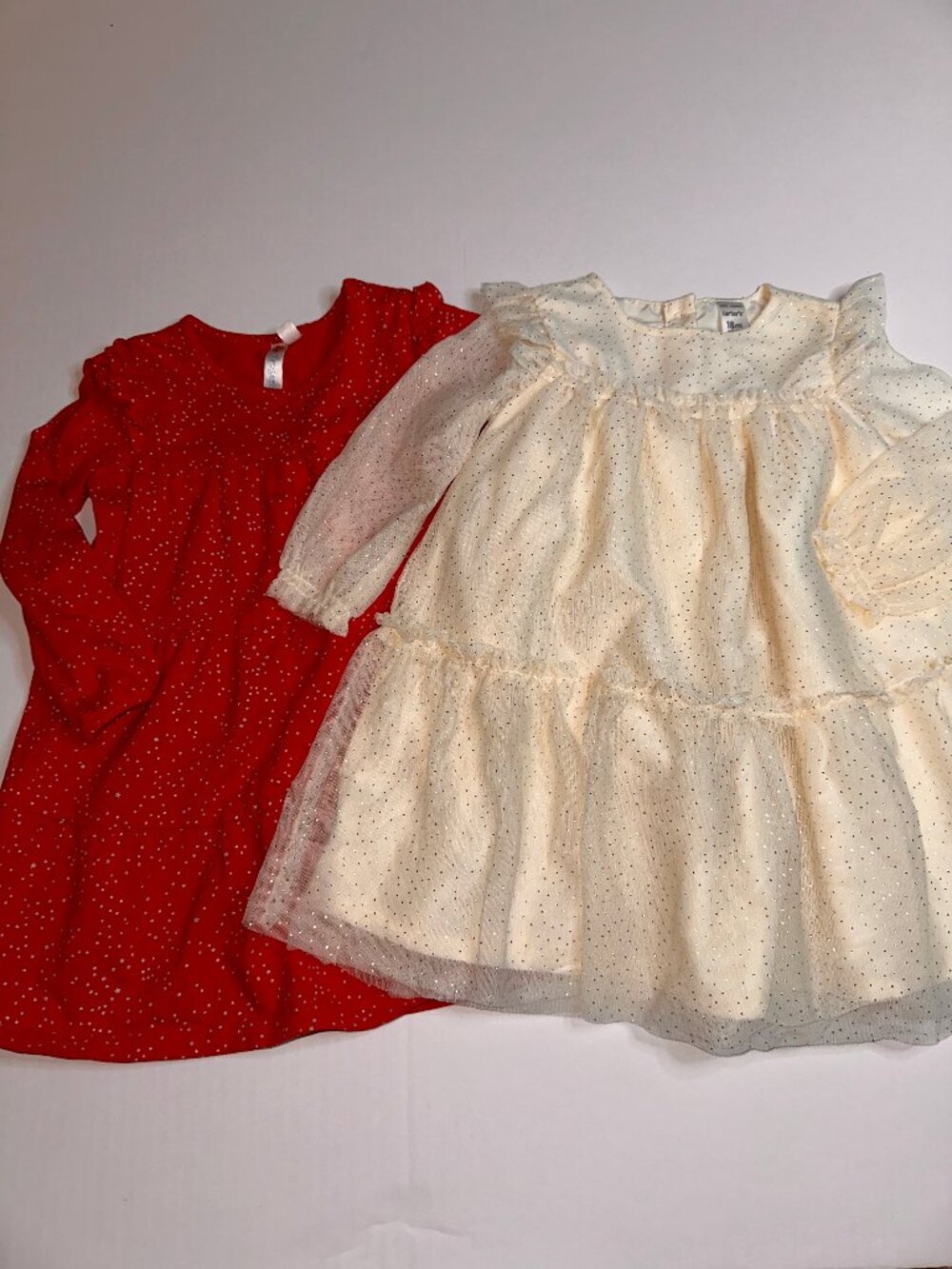 2 Carters Baby Girl 18m A-Line Long Sleeve Dresses Ruffle Shoulder 24m 2T #742